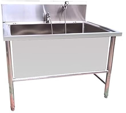 Professional Stainless Steel Dog Grooming Tub, Outdoor Pet Washing Station with Adjustable Faucet for Large Dogs