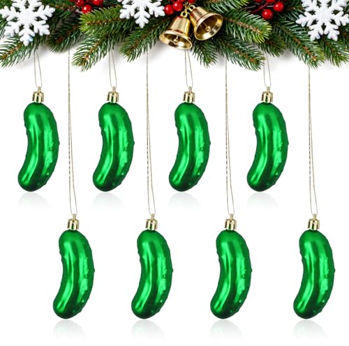 Joxessaien 8 Stück Gurke Baumschmuck Weihnachten, Gurken Anhänger Weihnachtsbaum, Christbaumschmuck, Christmas Ornament