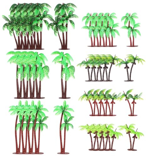 HANABASS 31 pièces Modèles Miniatures de Palmiers Plastique Arbres Artificiels Résistants Décoloration pour Diorama Jardin Féerique et Décorations Extérieures