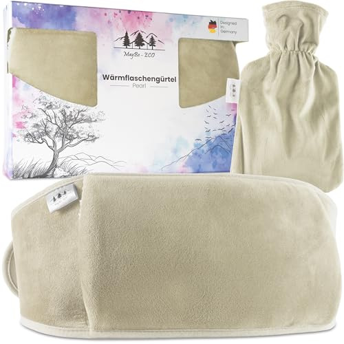 MayBe-ECO® - Premium Wärmflaschengürtel - Verstellbarer 140 cm Perioden Wärmegürtel - Wärmflasche mit Bezug - Ideal für Rücken, Bauch & Schultern – Wohltuend bei Schmerzen und Verspannungen - Pearl