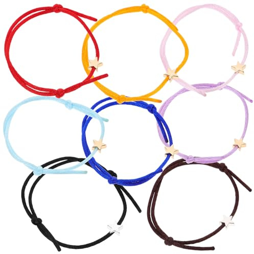 PLAFOPE Bracelet Étoile Tissé Ajustable, Lot de 8 Bracelets en Ficelle Multicolores pour Femmes et Hommes, Bijoux Décoratifs Légers pour Fête et Usage Quotidien