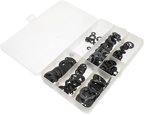 FOMIYES 260 Arandelas de Presión de Acero Manganeso, Clips de Velocidad para Fijación, Arandelas de Seguridad Dentadas M3-m12, Kit Multiusos para Maquinaria, Automoción y