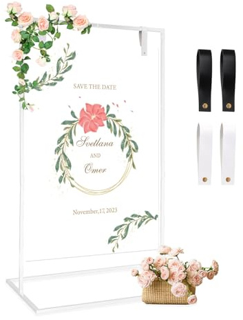 Supporto per cartello di benvenuto per matrimoni, con scritta Welcome to Our Wedding, resistente, in metallo, per feste, ricevimenti, 127 x 76 x 50 cm, per ricevimenti, segnaposti, decorazione per