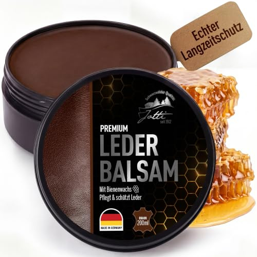 Jotti Lederbalsam Braun 200 ml – Premium Lederpflege - angenehmer Duft | Lederjacke, Ledermöbel, Autositze, Schuhe & Taschen – Lederfett Made in Germany seit 1912