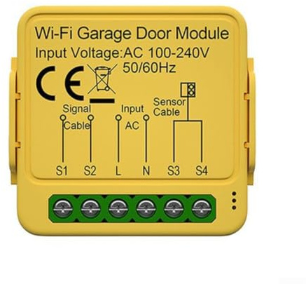 Módulo de apertura de puerta de garaje inteligente Wifi para Tuya y para Alexa Control de voz con notificación de tiempo real y función de programación de temporizador, color amarillo (wifi)