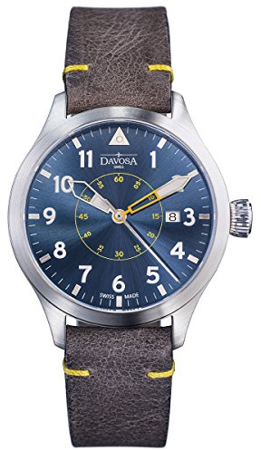 Davosa Automatische Schweizer Armbanduhr – analoge wasserdichte Neoterische Pilotenuhr für Herren in der Schweiz hergestellt mit Lederarmband