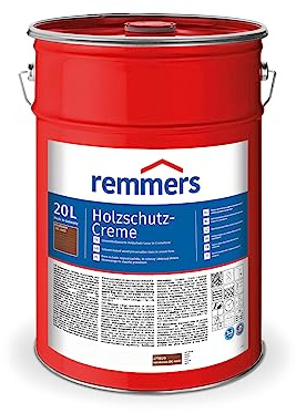 Remmers Holzschutz-Creme 3in1 nussbaum, 20 Liter, tropffreie Holzlasur für aussen, 3facher Holzschutz mit Imprägnierung + Grundierung + Lasur