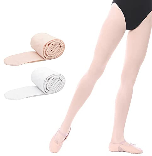 Bezioner Balletto e Danza Collant Calze per Ballerine per Bambini e Adulti 2 Paia(Bianco+Rosa) S