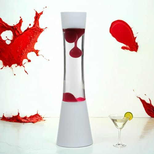 Lampada retrò a lava rossa bianca, potente, decorativa, 39,5 cm, lampadina inclusa, G9 30 W con interruttore a cavo, sala feste, sala giovani, lampada a lava