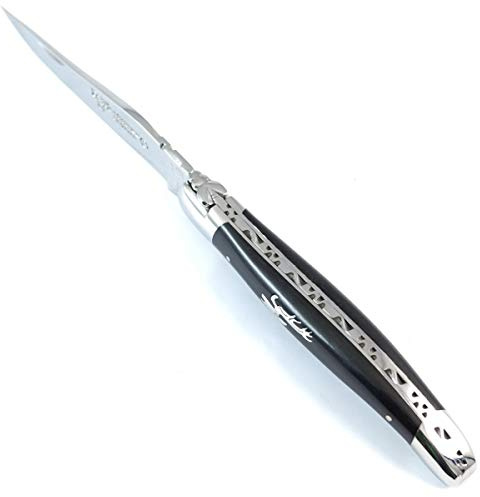 LAGUIOLE en Aubrac Taschenmesser Ebenholz Zinn-Intarsie Hirsch 12C27 Stahl