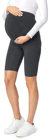 Be Mammy Leggins Premamá Cortos para Mujer Shorts para Embarazadas Leggings Cortos de Embarazo Lactancia Mallas Premamá de Viscosa Pantalones de Maternidad 04 (Grafito, L)