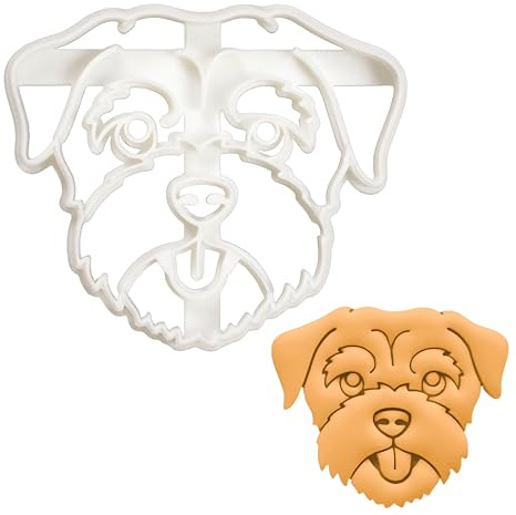 BAKERLOGY Border Terrier Face Cookie Cutter - Detailed Biscuit Cutter Design for Baking and Crafts, Ideal on Fondant, Dough, Clay
