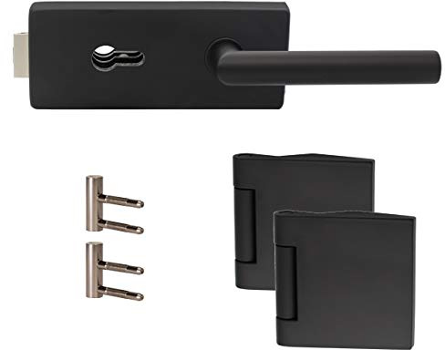 Premium Glastürbeschlag Q3 PZ | inkl. Officebändern + RT | Schwarz matt Elektrophoresebeschichtung | New Orleans