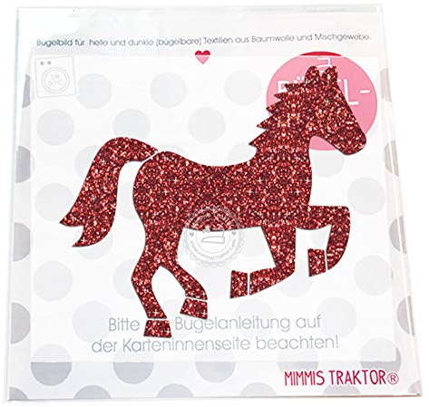 GLITZER Bügelbild Pferd 11,5 x 10,5 cm Aufbügler Applikationen Bügelsticker für Stoffe Textilien Kinder zum Aufbügeln Flicken, Farbe:Glitzer bronze/braun