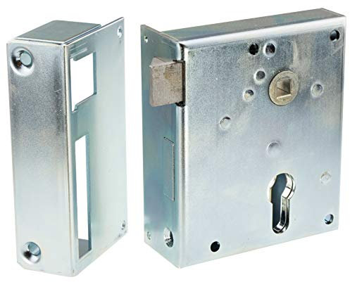 Schweres Rheinisches Kastenschloss PZ/W 60/55/8, 100x120x24 mm, mit Schließkasten, links einwärts