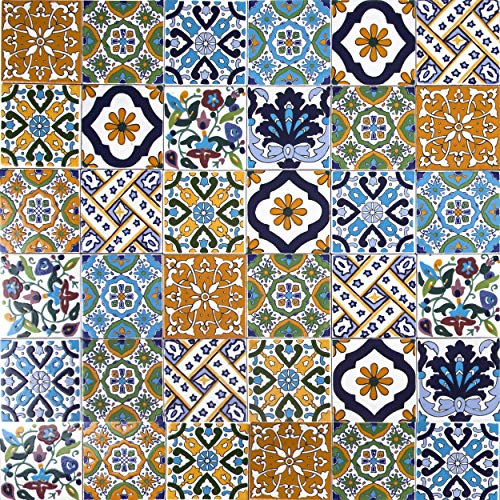 Cerames Orientalische Marokkanische Keramikfliesen Wati - dekorative Mosaikfliesen für das Badezimmer, die Küche, unter Treppen, Terrasse | Tunesische farbige Keramikfliesen 10x10 cm