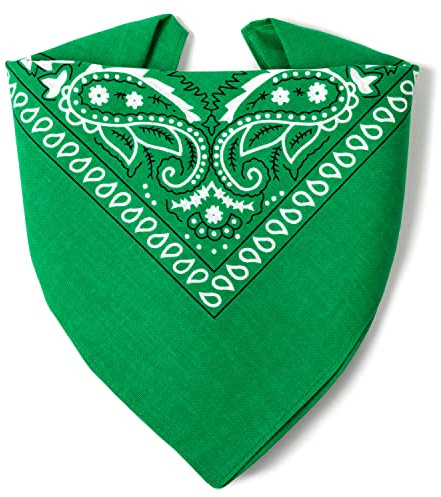 ... Karl Loven bandana, överlägsen tjocklek - Hållbar bomull - 20 exklusiva färger - Paisleymönster, gRÖN, one size