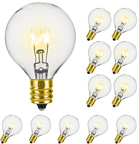 DGO Light Bulb, G40 Screw Light Bulbs, E12 Edison Bulb Replacement for Outdoor String Lights, 7W Incandescent Bulbs, Warm White, 12 Pack