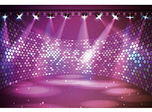 Leyiyi 10x8ft Free Stage Concert Backdrop Dace Music Show Entertainment Discoparty Club Purple Spotlight Lights Background for Photography Adult Portrait Booth Video Shooting Vinyl Studio Props