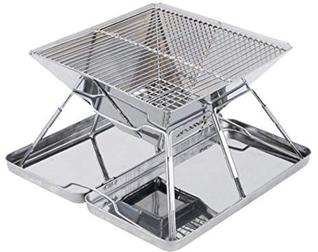 caihuashopping Picknick-Grill Tragbare Faltkohle-Kohle-BBQ-Grill □ aus Edelstahl Grill Kohlegrills für Outdoor Camping Picni Kleiner Grill