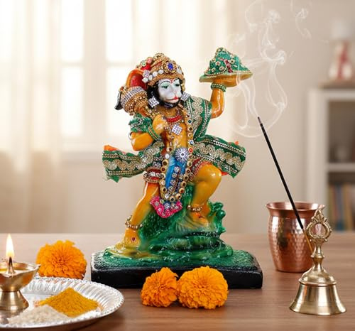 ESPLANADE Harts Hanuman Anjaneya Pavan Putra Idol Murti Moorti staty - 20 cm | Pooja Idols | Heminredning