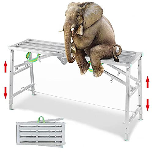 RONGJJ Mini Torre De Andamio Plegable con Plataforma De Trabajo, Andamio Clásico De Acero Galvanizado con Plataforma Grande, Portátil para Un Fácil Transporte Y Almacenamiento, 140cm-55in