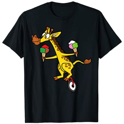 Giraffe Eiskrem Einrad Fahrrad Einradfahren Einradfahrer T-Shirt