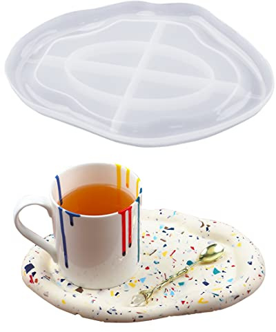 Voyyphixa Tray Mold Resin Untersetzer Epoxidharz Formen Tablett Silikonformen Epoxidharz Plattenform Harz Schmuck Teller Gießform für DIY Teetablett Obst tablett Seifenschale Kerzenhalter