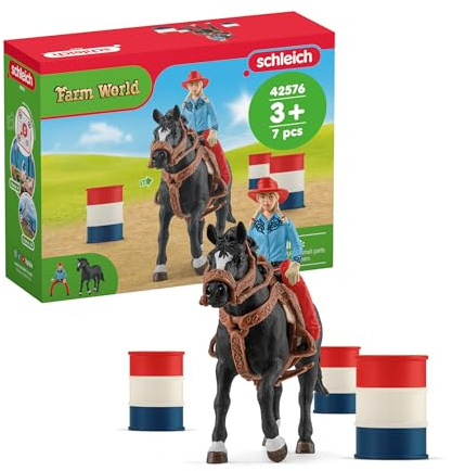 schleich 42576 Barrel Racing med Cowgirl, för barn från 3+ år, FARM World – lekset