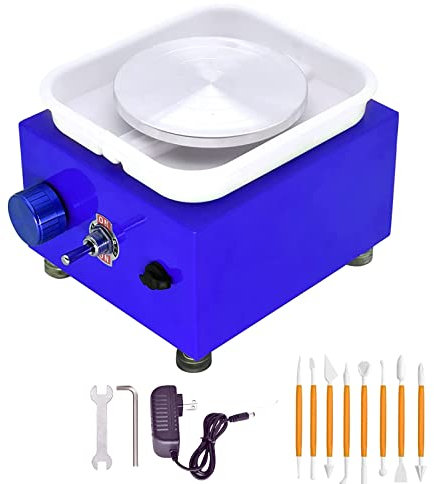 DYOUen Elektrische Töpferscheibe -Tonmaschine Mit 10 cm Drehteller und Abnehmbarem ABS Schallwand Pottery Wheel Drehteller Elektrisch Minitopf Töpferset für Anfänger