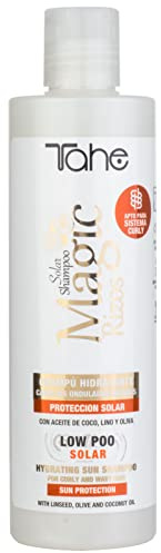 Tahe Magic Rizos Solar Shampooing hydratant avec protection solaire Low Poo idéal pour cheveux bouclés/ondulés, 300 ml