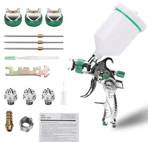Yakimz HVLP Lackierpistole Spritzpistole Set,Sprühpistole mit 1,4mm 1,7mm 2,0mm Edelstahldüs und 600 cc Becher,Profi Farbsprühsystem Spraypistole