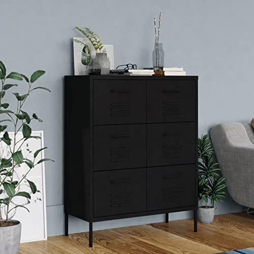 Aktenschrank Industriell Schubladenschrank Büroschrank Werkzeugschrank Metallschrank Stahlschrank Lagerschrank Materialschrank Schrank 80x35x101,5 cm Schwarz