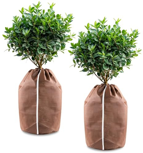 Hydrogarden Winter-Topfschutz SUPERPROTECT XLL, Winterschutz für Topfpflanzen,Winter Topfschutz mit Zugband - 65 x 70 cm(2pack)