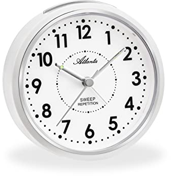 Atlanta Quarzwecker ohne Ticken Leisegang Licht Snooze Weiß Rund - 2153/0
