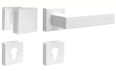 Gedotec Set intercambiabile maniglia per porta in alluminio, porta ambiente, ferramenta per porta bianca maniglia a leva pomolo | PUSH 1317 | PZ - cilindro profilo