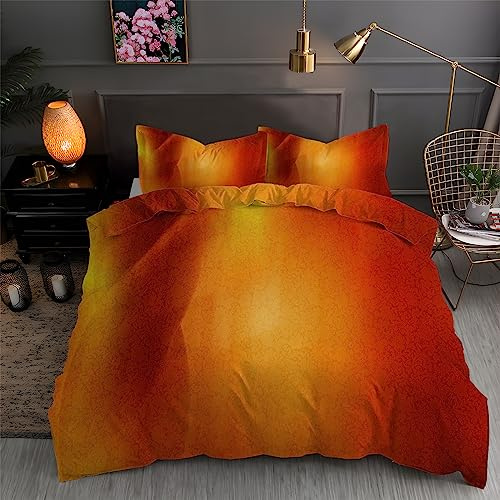 BettwäSche 155x220 Orange Bettbezug Set 3 Teilig Dunst Flauschig BettbezüGe und 2 Kissenbezug 80x80, Allergiker BettwäSche-Sets Weiche Microfaser mit ReißVerschluss