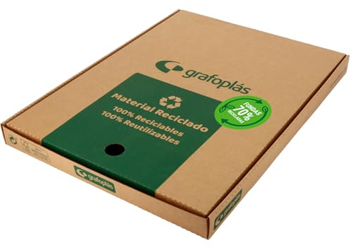 Grafoplas - Caja 100 Fundas Plastico A4 Reciclado 70%, Polipropileno Calidad Extra, 11 Perforaciones, Transparencia Liso Cristal, Perfecto como Material Escolar y Papeleria de oficina