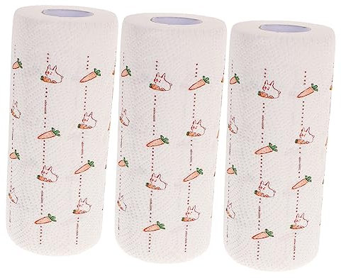SOLUSTRE 3rollen Einweg Küchenpapier Mit Cartoon-motiv Fettabweisend Saugfähig Vielseitige Reinigungstücher Für Küchenwände Arbeitsflächen Und Dunstabzugshauben Haushalts-küchenutensil