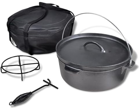 Camerina Holländischer Ofen 11,3 l mit Zubehör Dutch Oven Petromax Gusseisen Topf Set