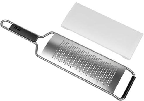 KUHN RIKON Essential Allzweck-Reibe Fein, aus Edelstahl | Fast ohne Kraftaufwand, Präzise geschnitten und nicht zerrissen, Platzsparend verstaubar