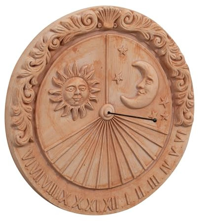 Biscottini Meridiana de terracota 53x6x53 Made in Italy – Paneles decorativos sol y luna – Decoraciones casa terracota cocina – Accesorios casa shabby – Reloj jardín – Brújula profesional