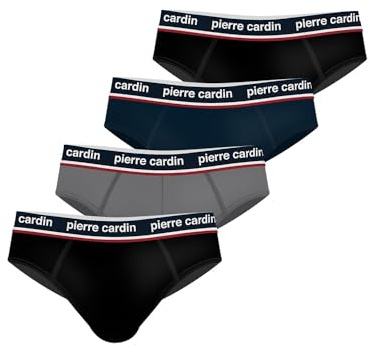 Pierre Cardin Slip Uomo Cotone, Intimo Uomo, Ipoallergenico, Supporto Senza Compressione (Set di 4), Nero, Blu, Grigio, Taglia XL