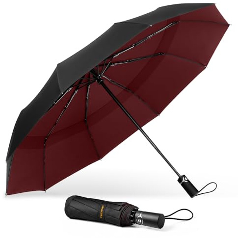 TECKNET Regenschirm Sturmfest für Regen, Automatik Groß Taschenschirm mit 10 Rippen, 104 cm Windsicher Schirm, Faltbar Kompakte Reise Golf Umbrella für Herren und Damen