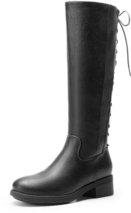 DREAM PAIRS Moda Vintage Stivali Donna Stivali con Tacco Largo da Donna Stivali Invernali Alti al Ginocchio