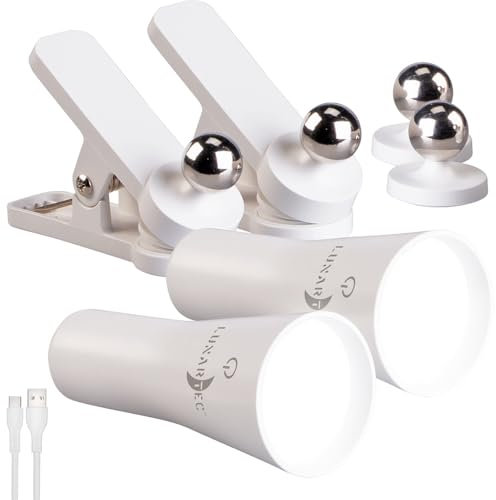 Lunartec Schrankleuchte: 2er-Set 3in1-Akku-Wand-, Klemm- und Taschenlampe, mit 3 Modi, weiß (Leselampe Bett Klemmleuchte, 3in1-Lampen, Klemmlampe Batterie)