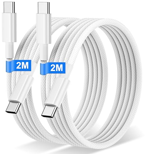 Câble USB C vers USB C pour iPhone 17/16/15/Pro Max/Plus,iPad Pro/Air/MacBook, [2M/Lot de 2] 60W Câble USBC Charge Rapide Nylon Tressé Câble Chargeur Cordon USBC pour Samsung Galaxy S25/S24 Ultra