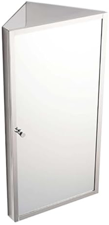 Armarios con Espejo de Baño, Gabinete de Esquina de Almacenamiento in Acero Inoxidable con Puerta de Espejo, 3 Niveles Armario de Triángulo para Cocina Baño