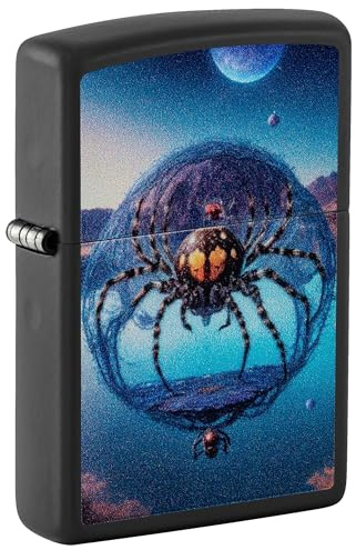 Zippo Briquet tempête – Design d’araignée dans Une Bulle – Noir Mat – Image colorée – Rechargeable – Réutilisable – Design Coupe-Vent – Boîte Cadeau – Fabriqué aux États-Unis