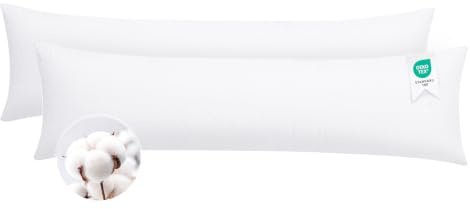Aisbo Seitenschläferkissen Bezug 40 x 145 Baumwolle 2er Set Weiß - weiche Kissenbezug 40x145 mit Reißverschluss, 40x145cm Weiss Pillow Cover Pillowcase